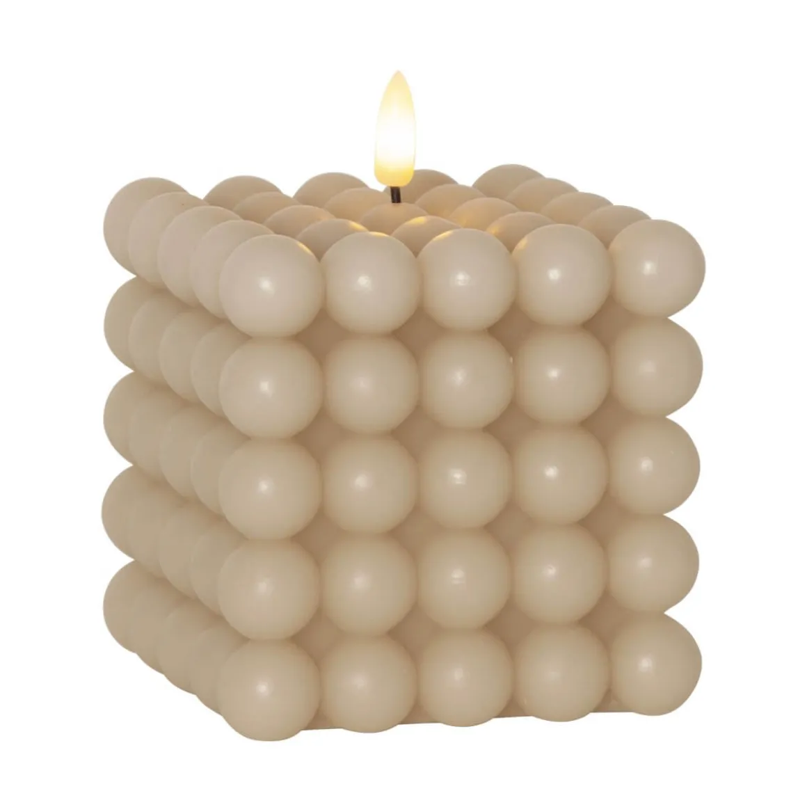 FLAMME DOT LED-Blockljus 12,5cm Beige