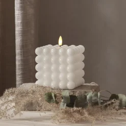 FLAMME DOT LED-Blockljus 12,5cm Vit