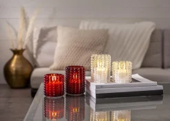 FLAMME DOTTY LED-Blockljus Batteri 10cm Röd