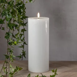 FLAMME FLOW BIG Blockljus Batteri 27,5cm Vit