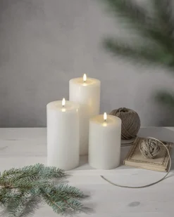 FLAMME FLOW BIG Blockljus Batteri 22,5cm Vit