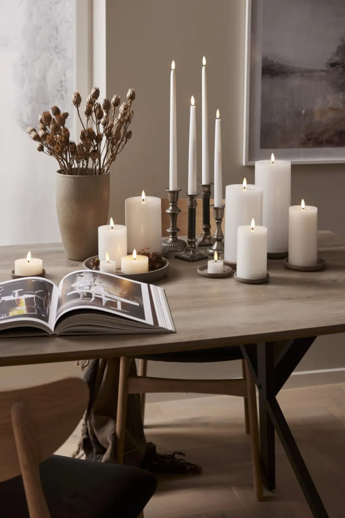 FLAMME FLOW LED-Blockljus Batteri 15cm Vit