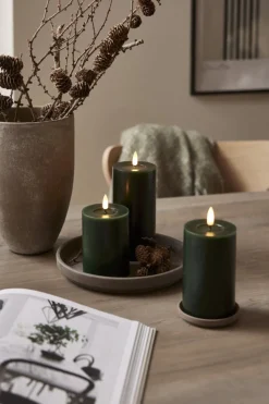 FLAMME FLOW LED-Blockljus Batteri 17,5cm Grön