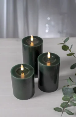 FLAMME FLOW LED-Blockljus Batteri 15cm Grön