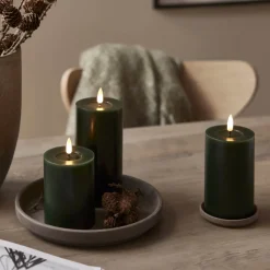 FLAMME FLOW LED-Blockljus Batteri 12,5cm Grön