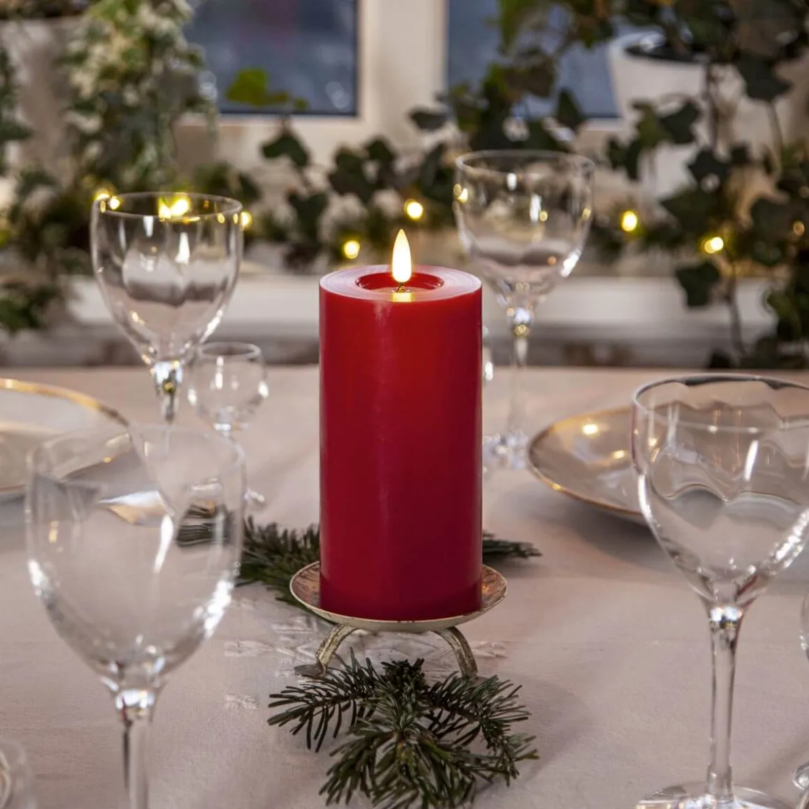 FLAMME FLOW LED-Blockljus 17,5cm Röd