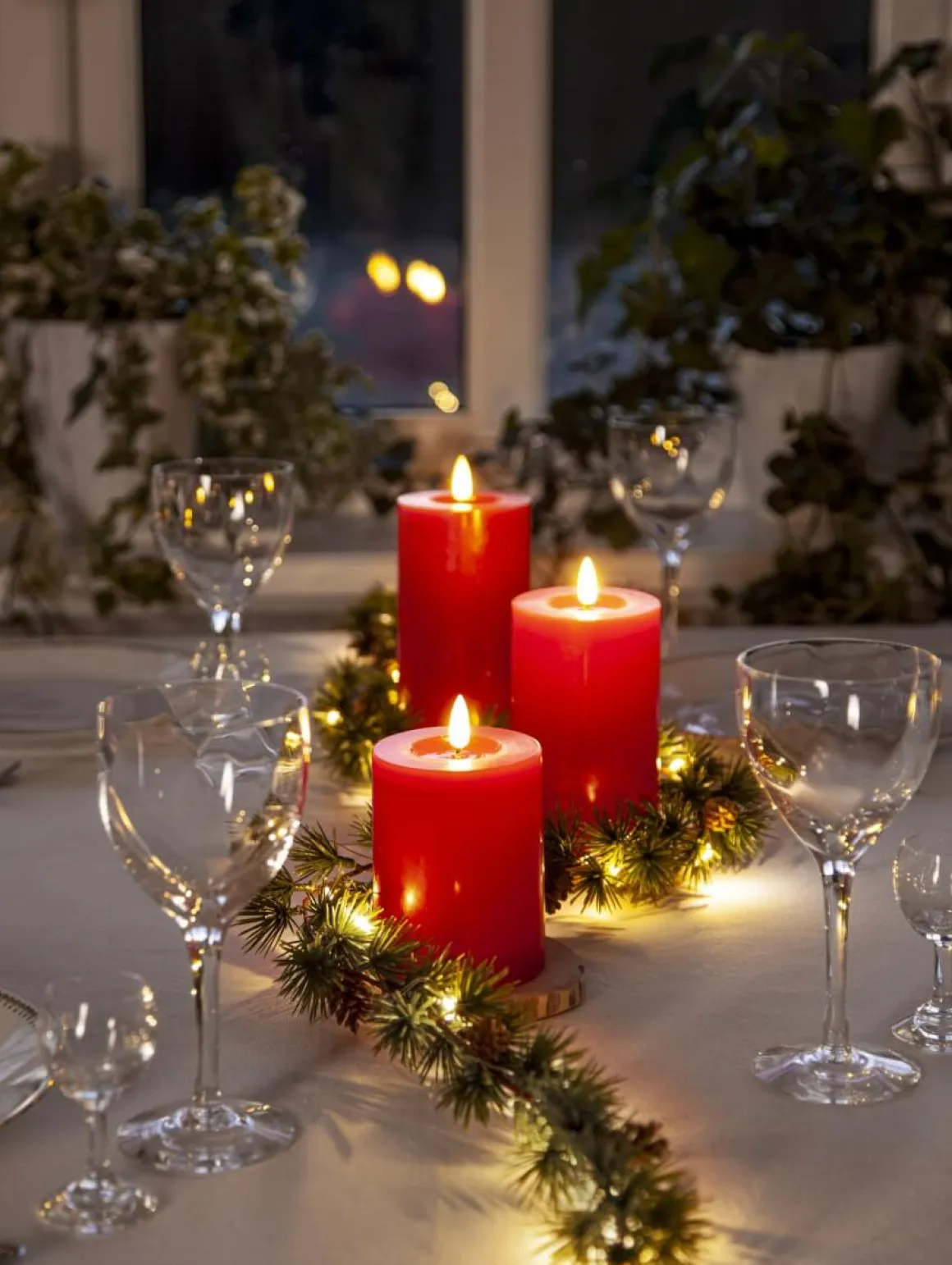 FLAMME FLOW LED-Blockljus 17,5cm Röd