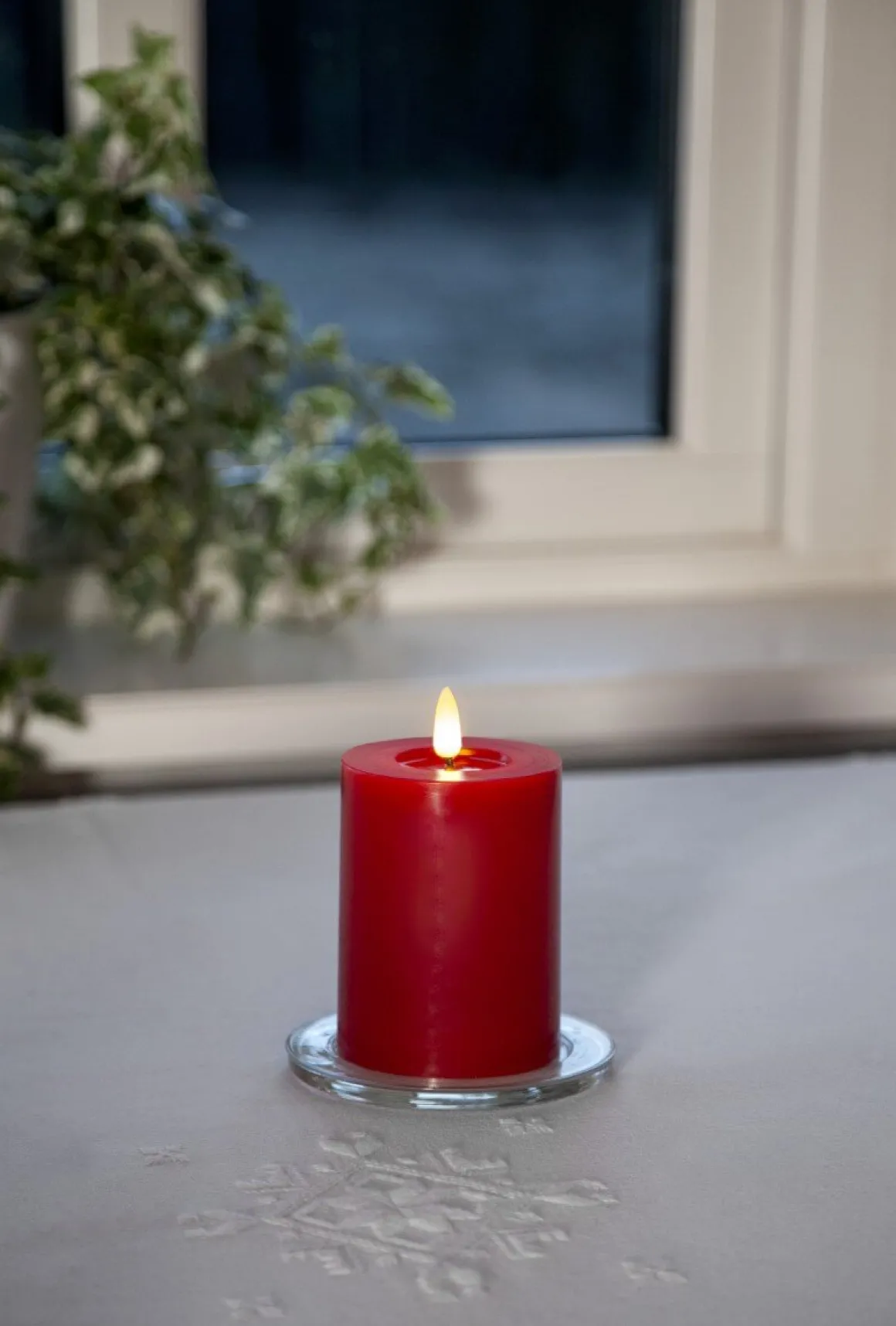 FLAMME FLOW LED-Blockljus 17,5cm Röd