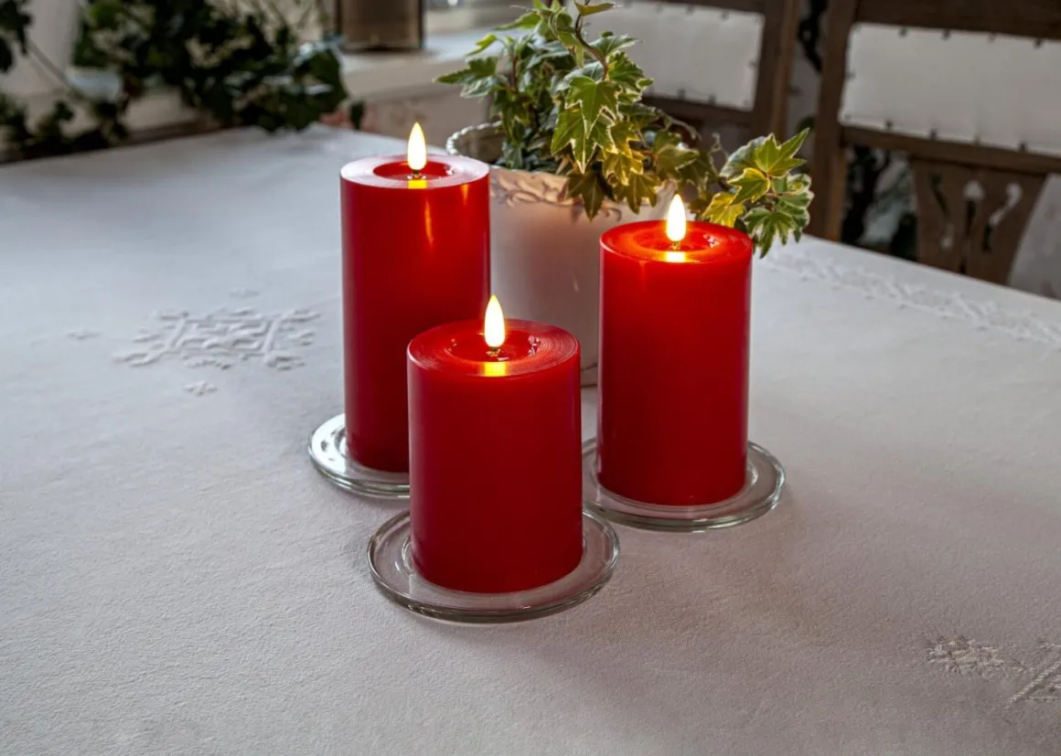 FLAMME FLOW LED-Blockljus 17,5cm Röd