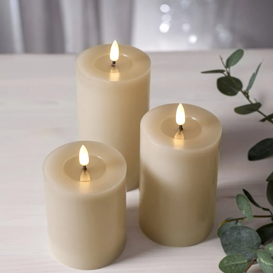 FLAMME FLOW LED-Blockljus Batteri 12,5cm Beige