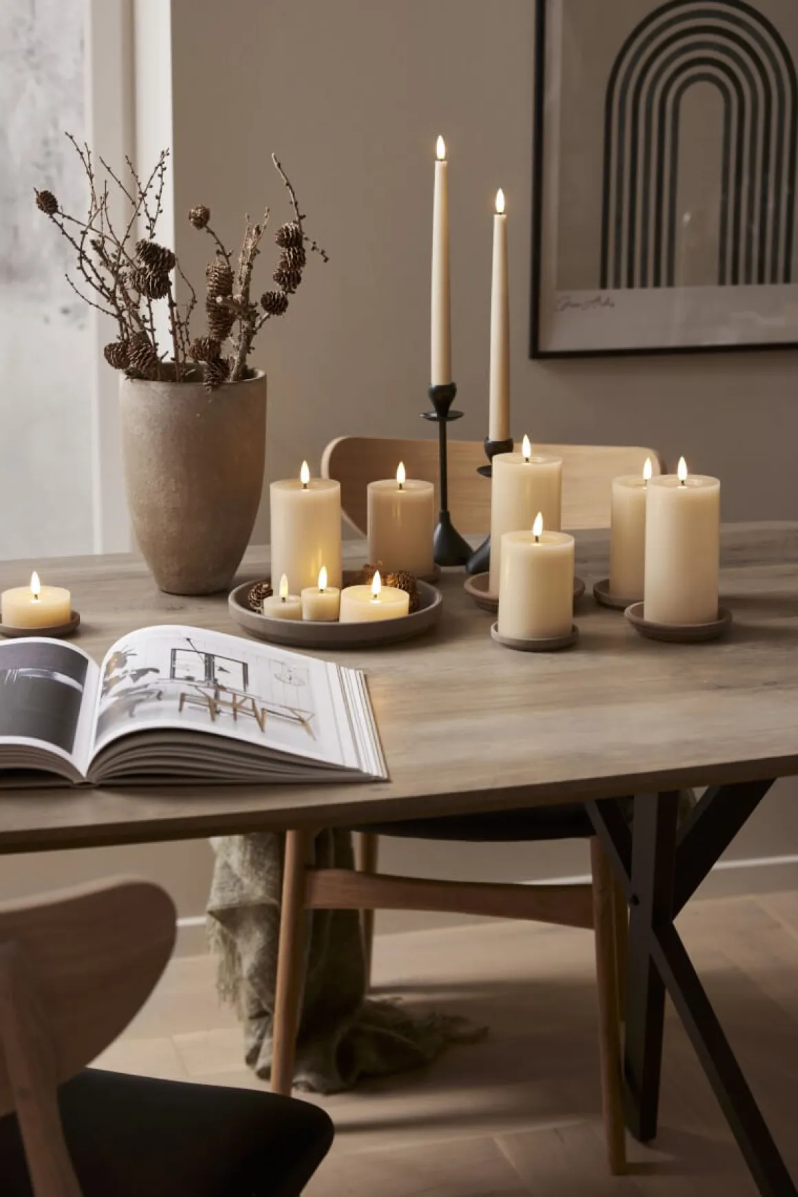 FLAMME FLOW LED-Blockljus Batteri 12,5cm Beige