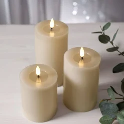 FLAMME FLOW LED-Blockljus Batteri 15cm Beige