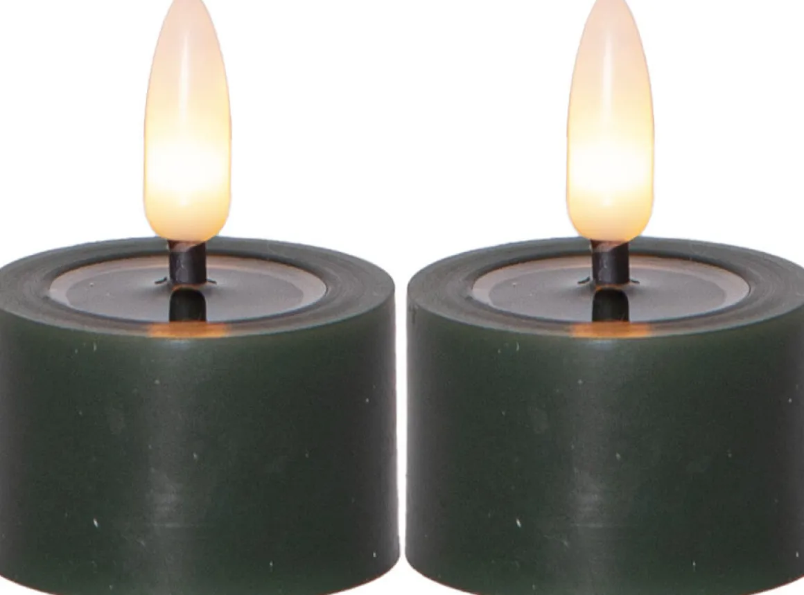 FLAMME FLOW LED-Värmeljus 2-pack 4cm Grön