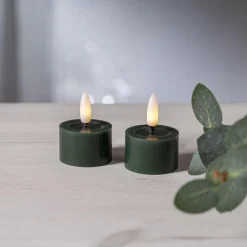 FLAMME FLOW LED-Värmeljus 2-pack 4cm Grön