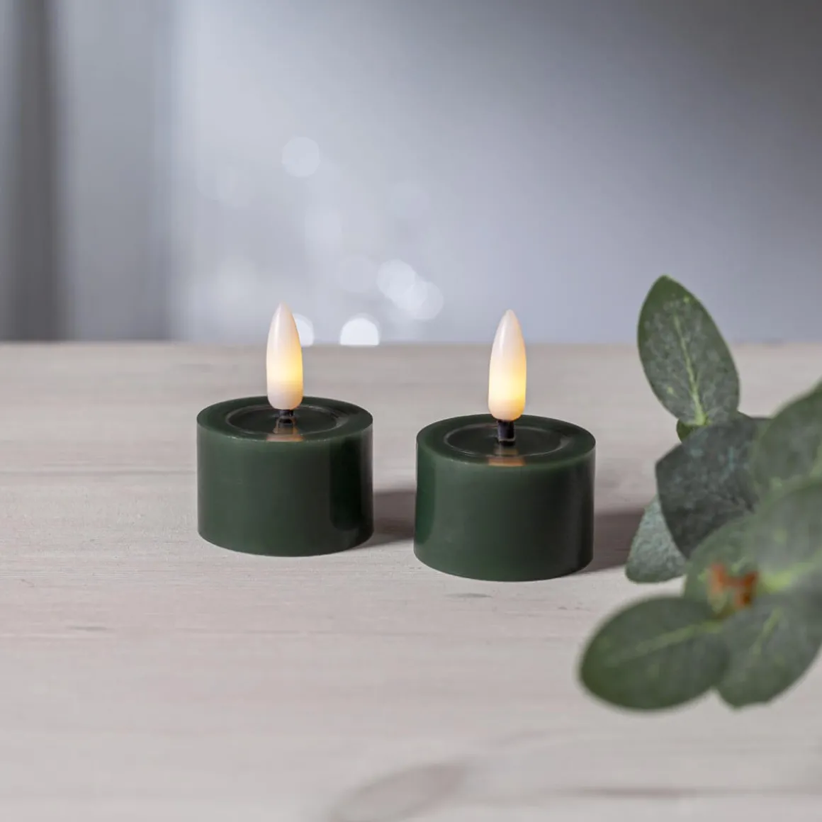 FLAMME FLOW LED-Värmeljus 2-pack 4cm Grön