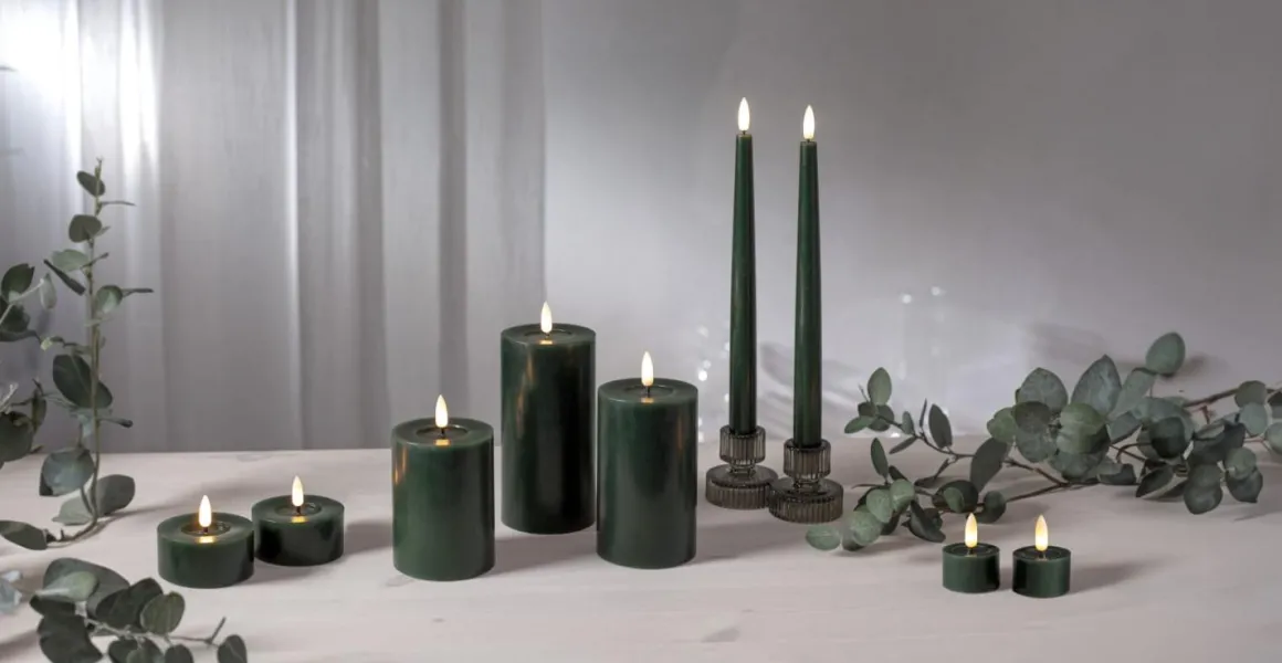 FLAMME FLOW LED-Värmeljus 2-pack 4cm Grön