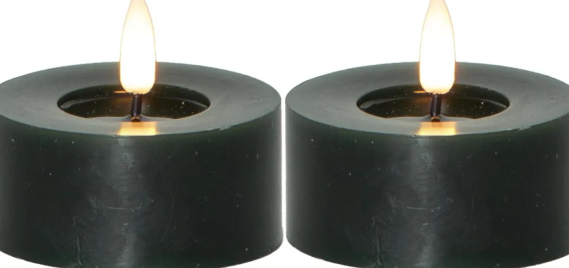 FLAMME FLOW LED-Värmeljus 2-pack 7cm Grön