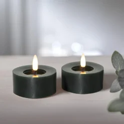 FLAMME FLOW LED-Värmeljus 2-pack 7cm Grön