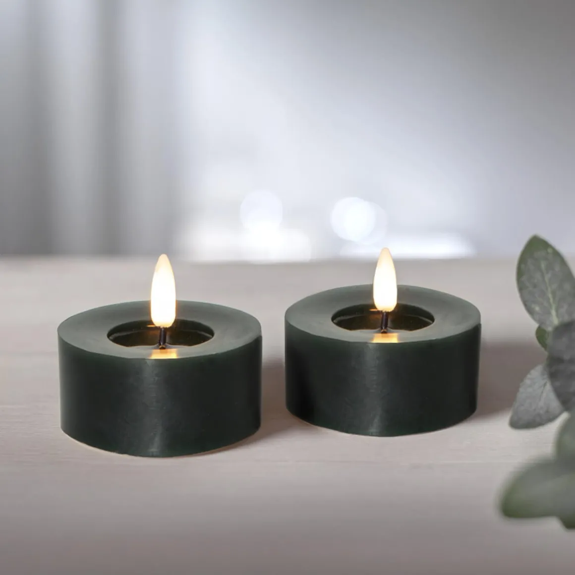 FLAMME FLOW LED-Värmeljus 2-pack 7cm Grön