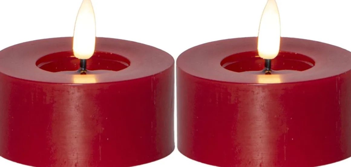 FLAMME FLOW LED-Värmeljus 2-pack 7cm Röd