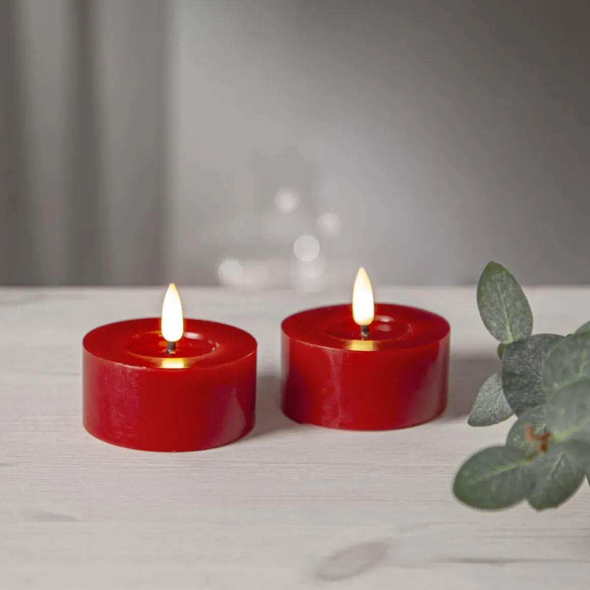 FLAMME FLOW LED-Värmeljus 2-pack 7cm Röd