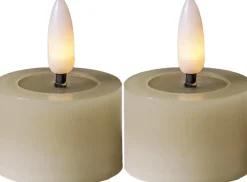 FLAMME FLOW LED-Värmeljus 2-pack 4cm Beige