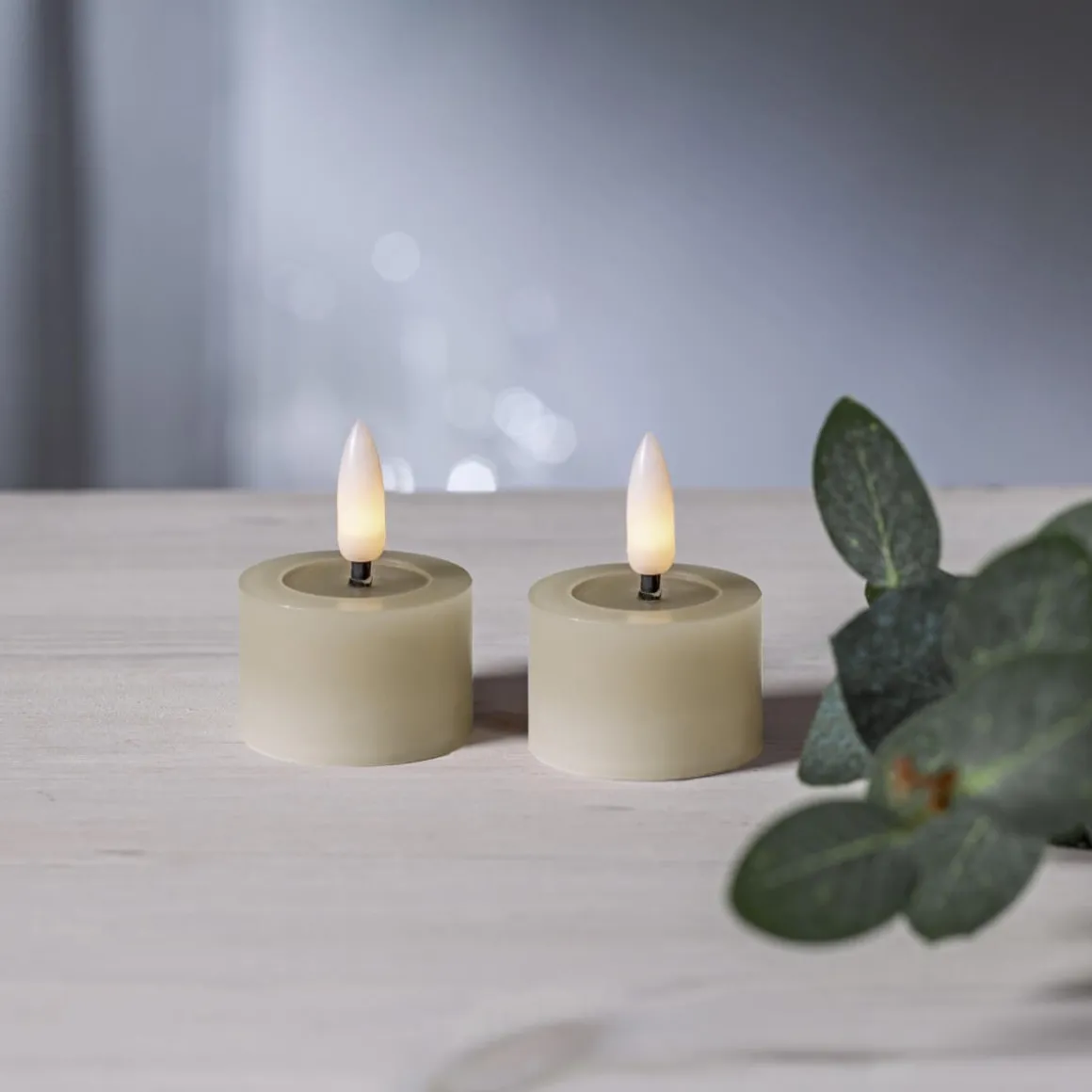 FLAMME FLOW LED-Värmeljus 2-pack 4cm Beige