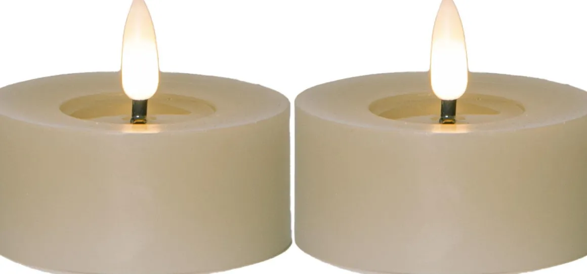 FLAMME FLOW LED-Värmeljus 2-pack 7cm Beige