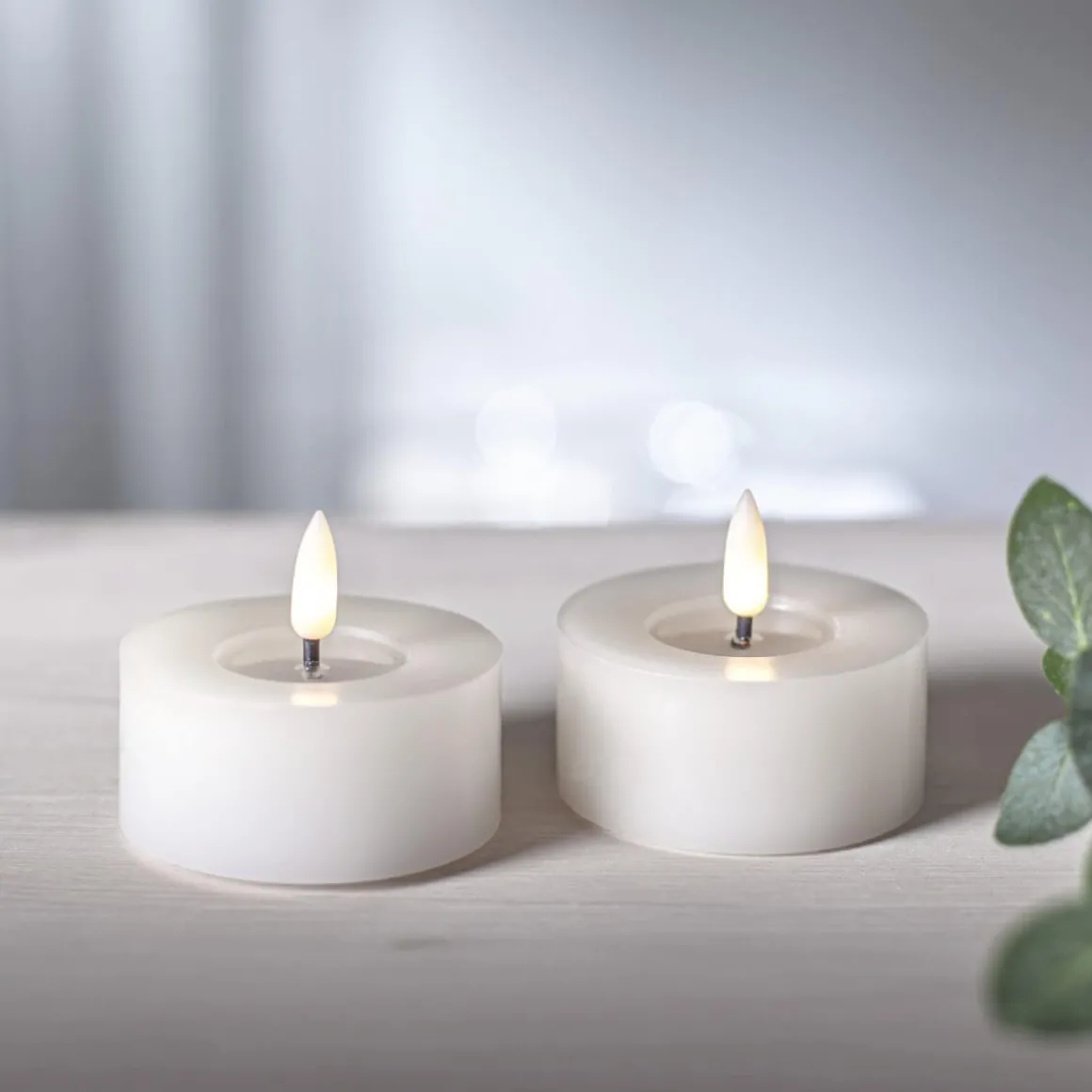 FLAMME FLOW LED-Värmeljus 2-pack 7cm Vit