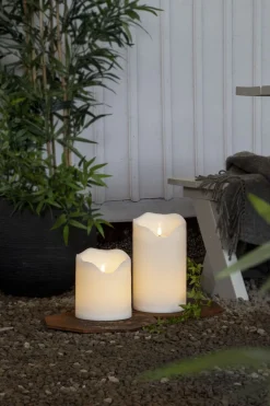 FLAMME GRAND LED-Blockljus 30cm Vit