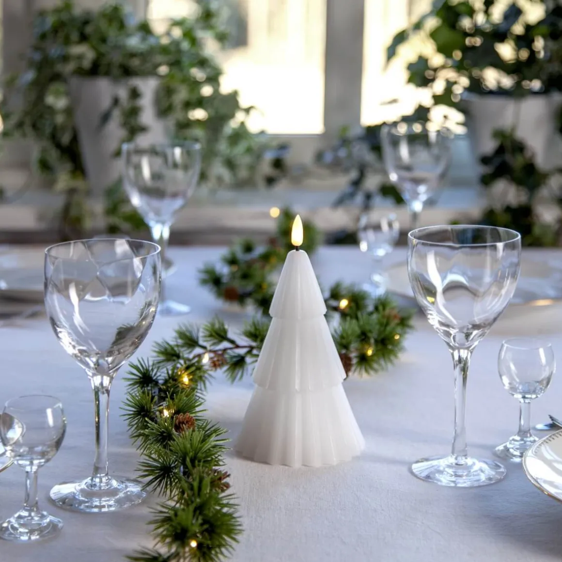 FLAMME GRANY LED-Blockljus 18cm Vit