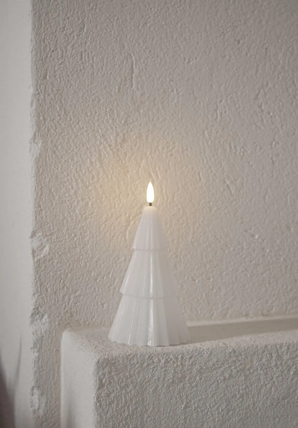 FLAMME GRANY LED-Blockljus 18cm Vit