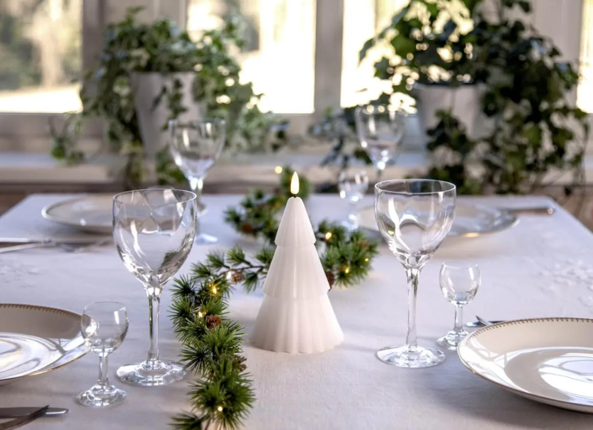 FLAMME GRANY LED-Blockljus 18cm Vit