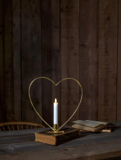 FLAMME HEART Bordsdekoration Batteri 28cm Mässing