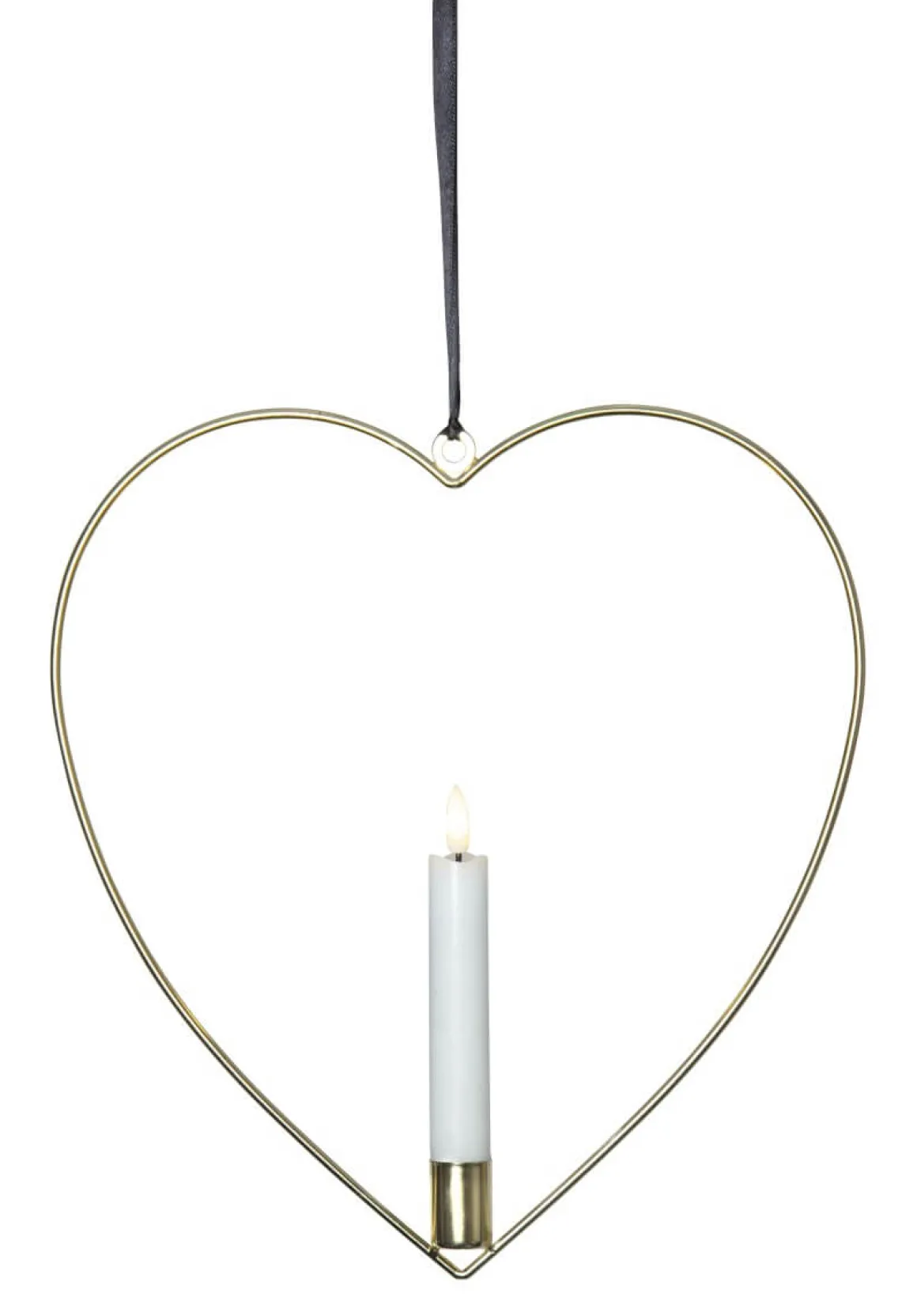 FLAMME HEART Inomhusdekoration Batteri 28,5cm Mässing