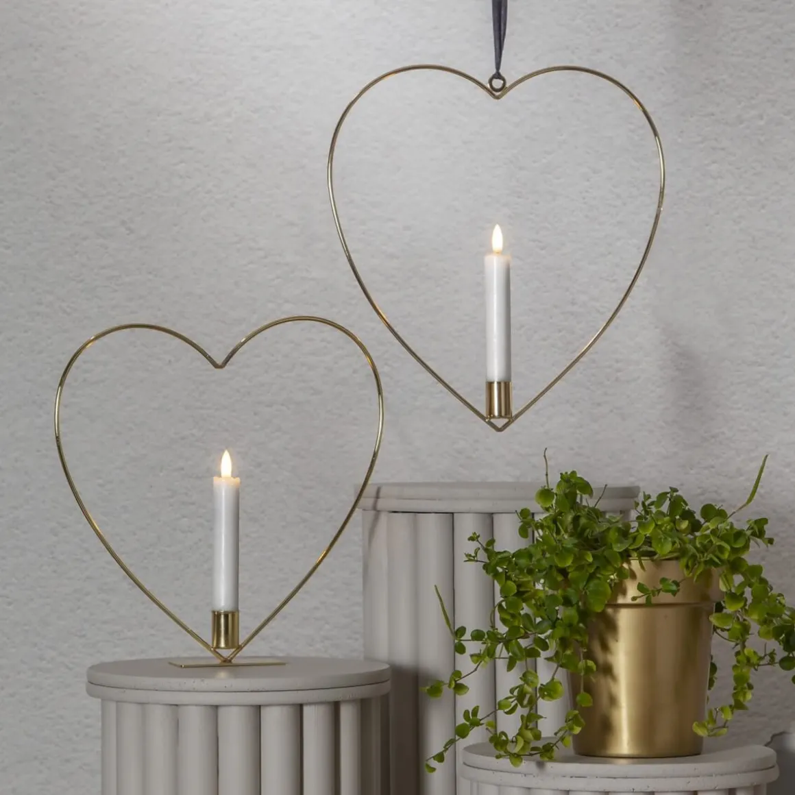 FLAMME HEART Inomhusdekoration Batteri 28,5cm Mässing