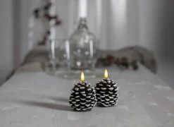 FLAMME KOTTE LED-Blockljus 10,5cm Brun