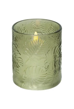FLAMME LEAF LED-Blockljus 10cm Grön