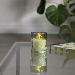 FLAMME LEAF LED-Blockljus 10cm Grön