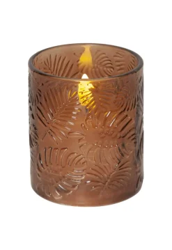 FLAMME LEAF LED-Blockljus 10cm Brun