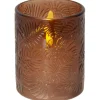 FLAMME LEAF LED-Blockljus 12,5cm Brun