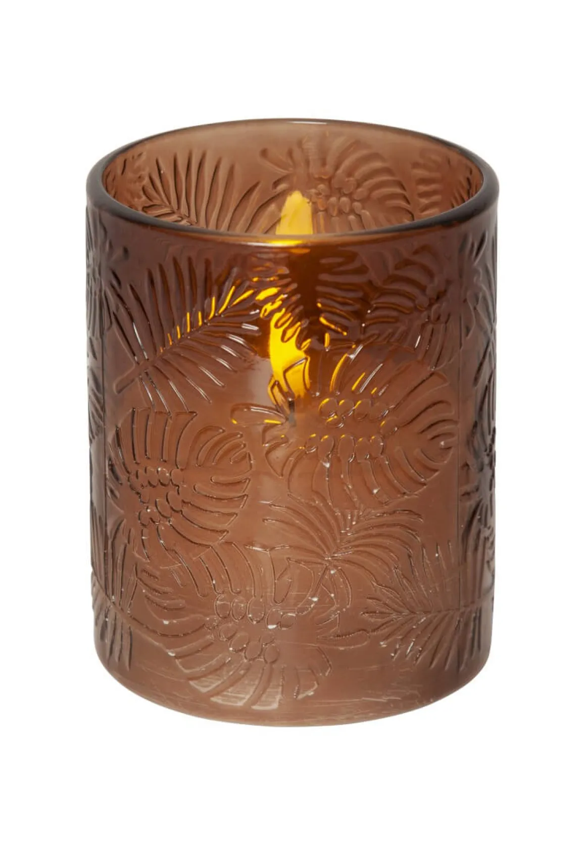 FLAMME LEAF LED-Blockljus 12,5cm Brun