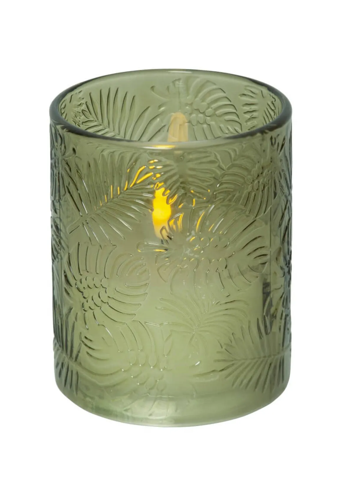 FLAMME LEAF LED-Blockljus 12,5cm Grön