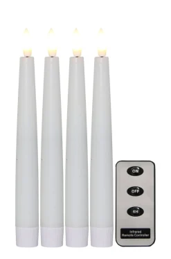 FLAMME LED-Antikljus 4-Pack 20cm Vit