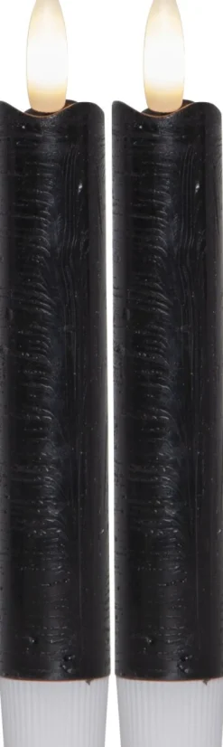 FLAMME LED-Antikljus 2-Pack Batteri 15cm Svart