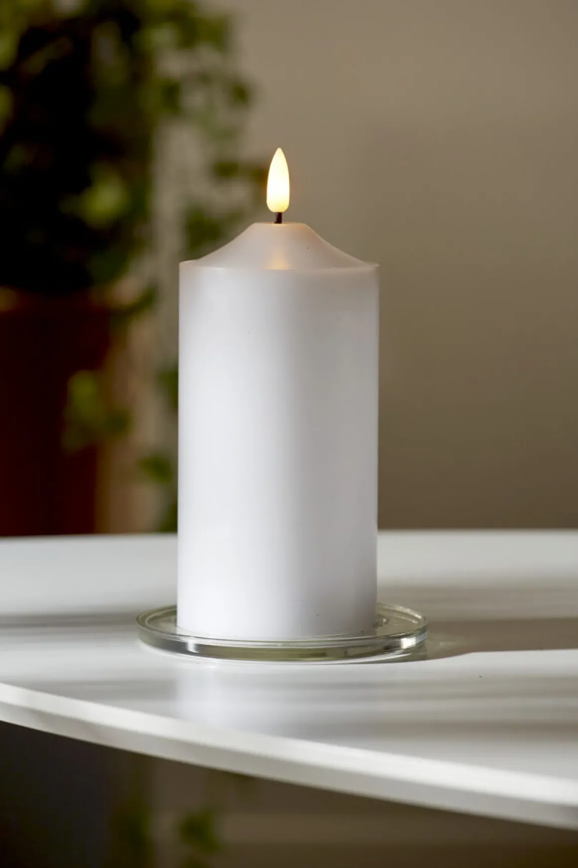 FLAMME LED-Blockljus 17cm Vit Vax