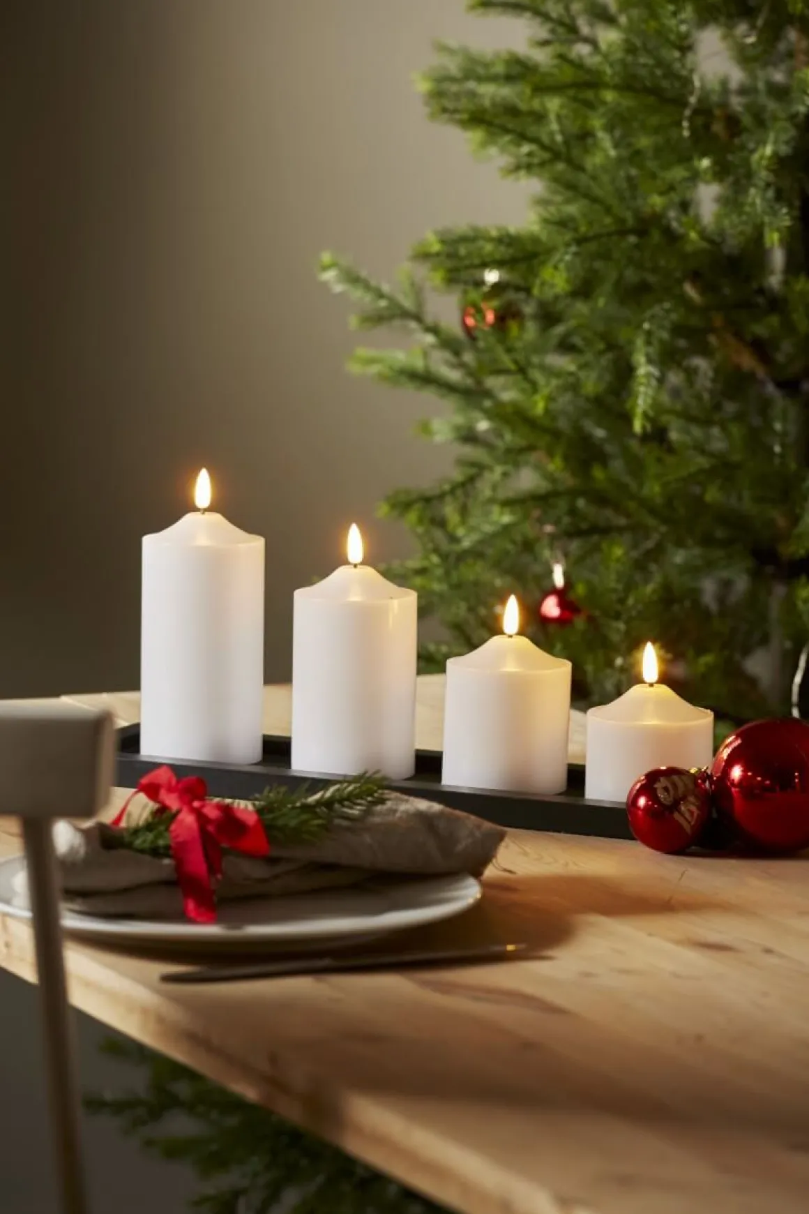 FLAMME LED-Blockljus 17cm Vit Vax