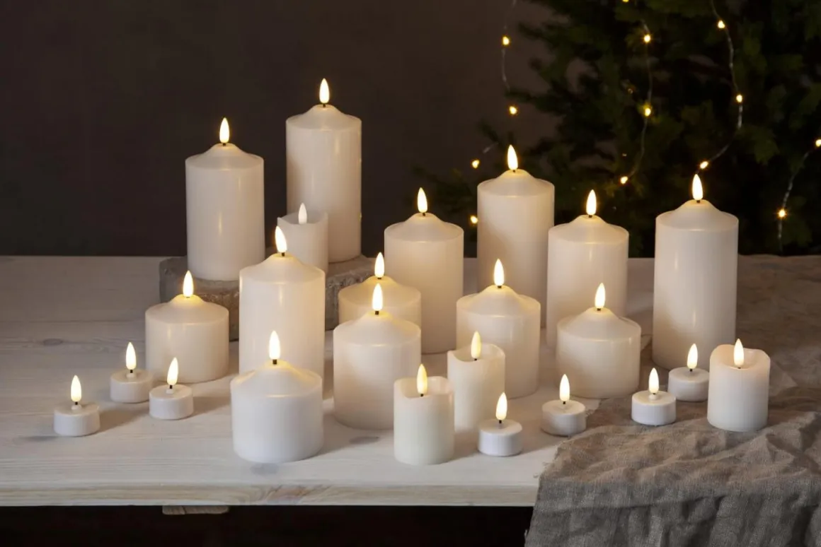 FLAMME LED-Blockljus 12cm Vit Vax