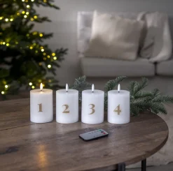 FLAMME LED-Blockljus 4-Pack 12,5cm Vit