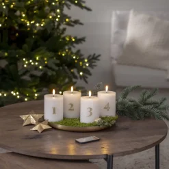 FLAMME LED-Blockljus 4-Pack 12,5cm Vit